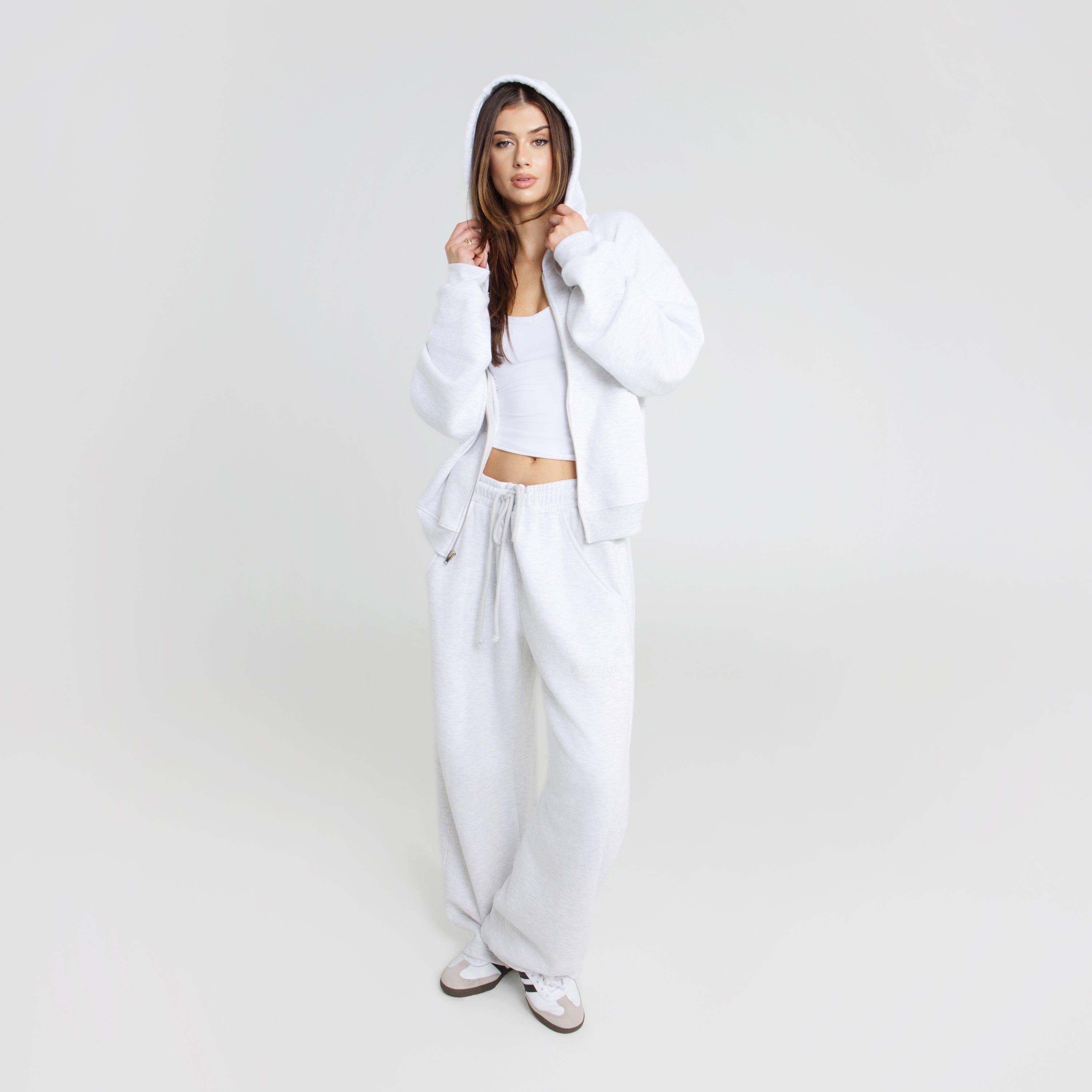 Cropped Zip-up Hoodie - Heather Gray