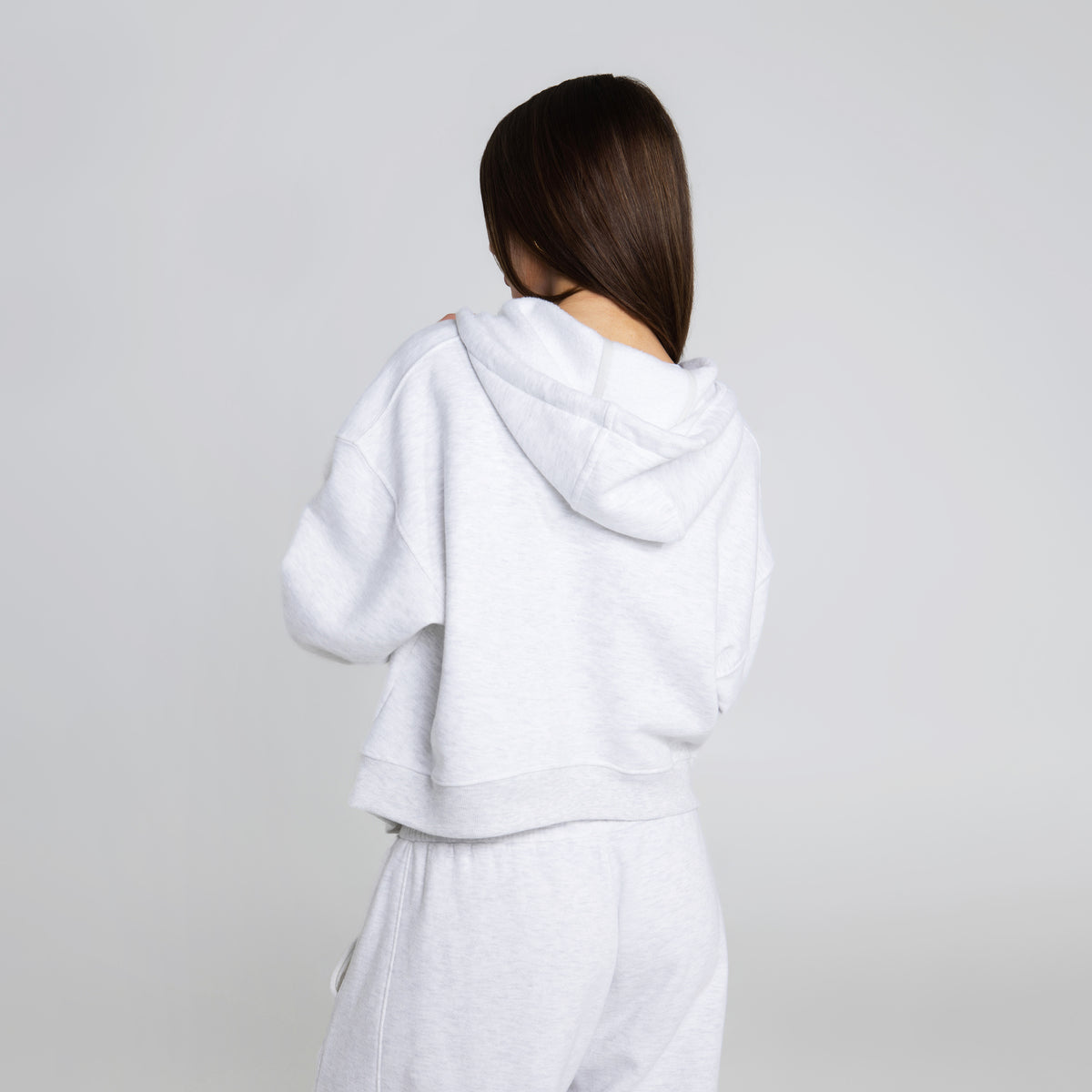 Cropped Zip-up Hoodie - Heather Gray