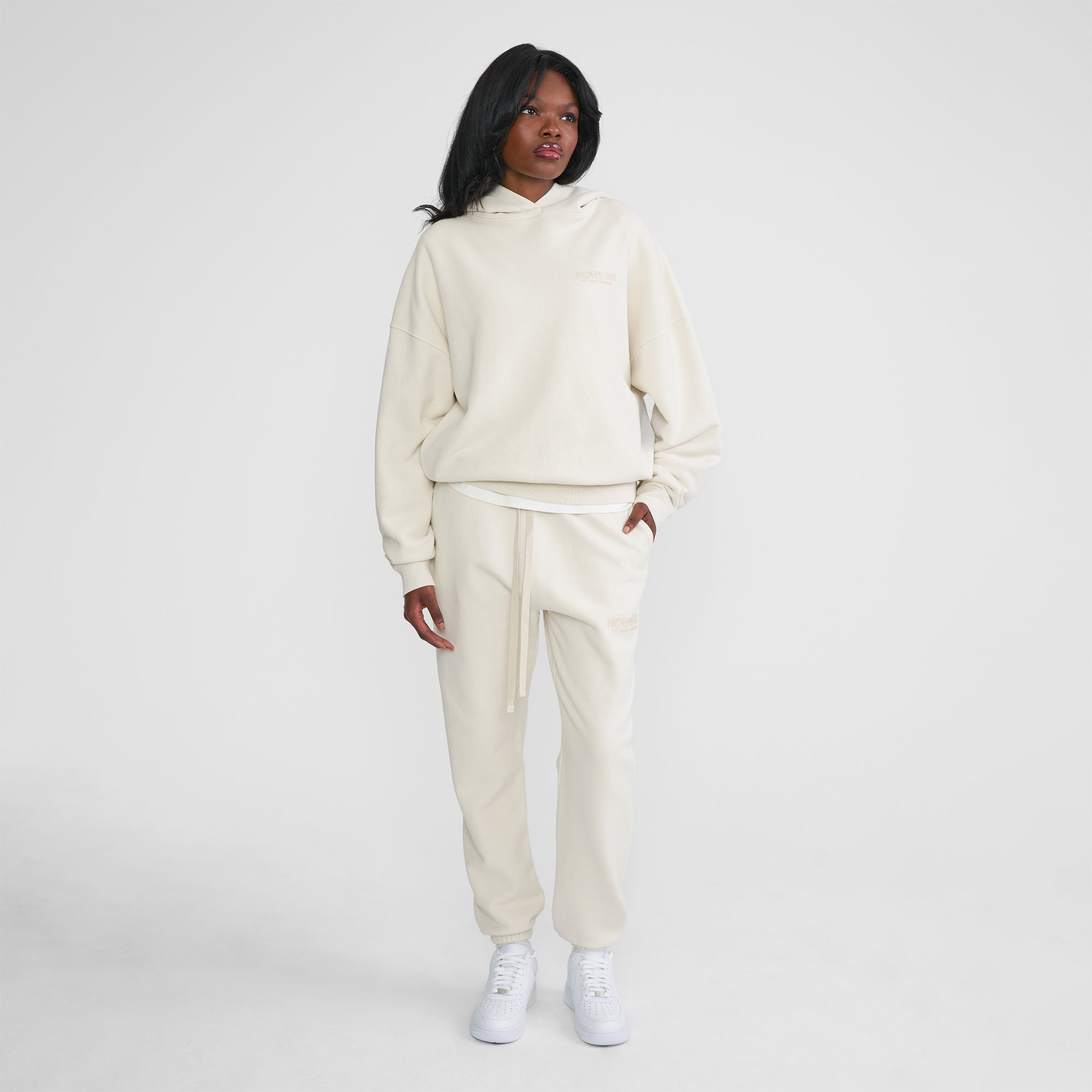 'Fit Not Found' Joggers - Marshmallow with matching Logo