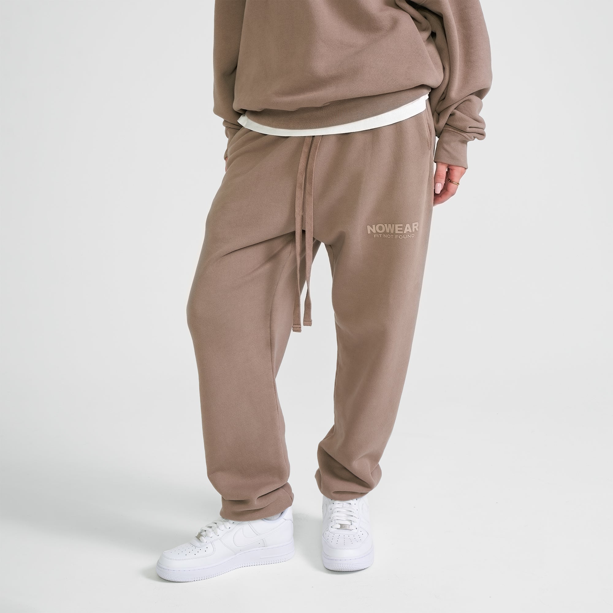 'Fit Not Found' Joggers - Brown with Matte Cream Logo