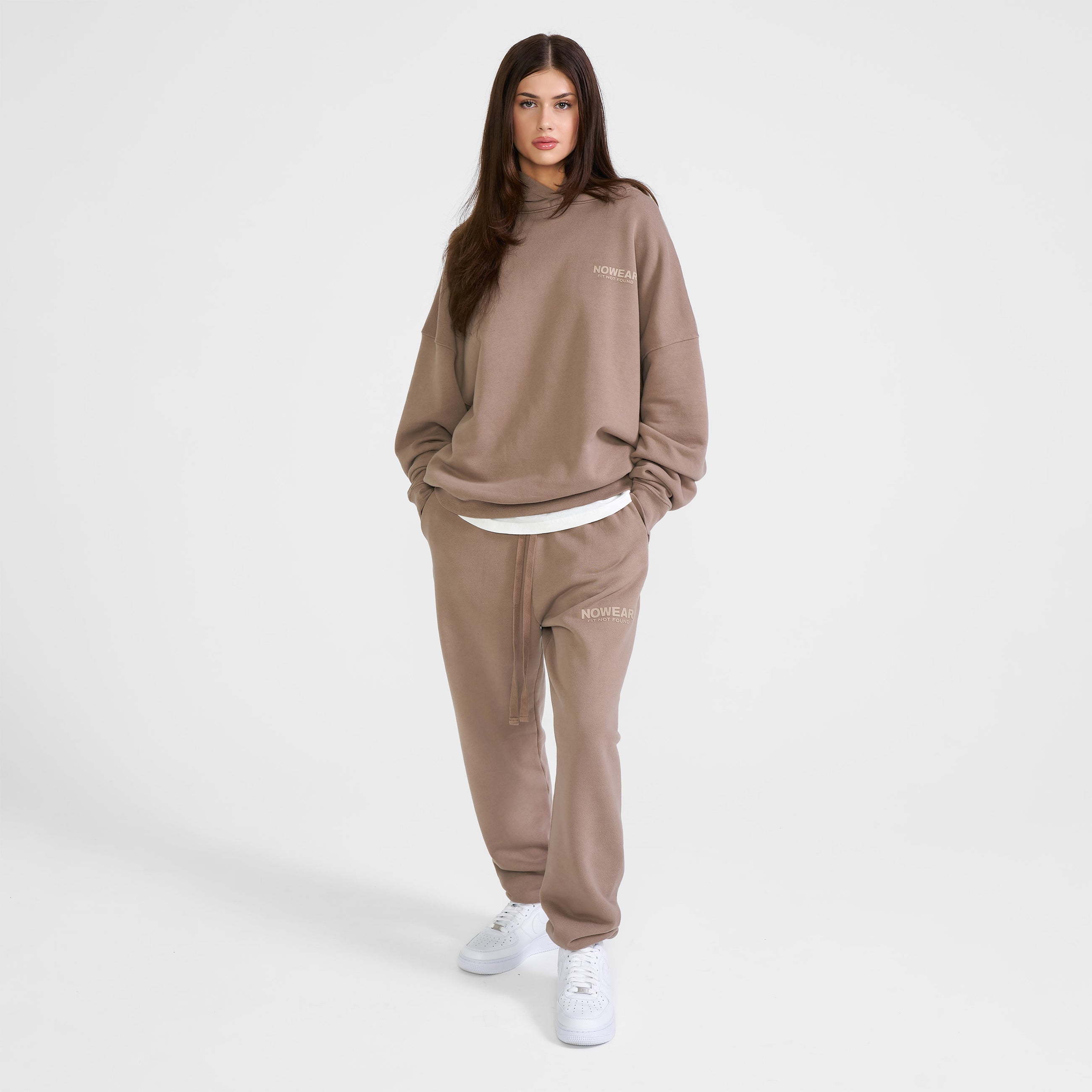 'Fit Not Found' Joggers - Brown with Matte Cream Logo