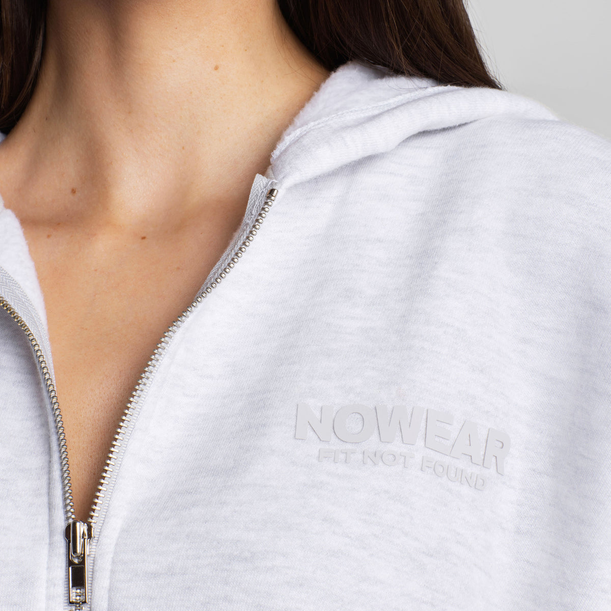 Cropped Zip-up Hoodie - Heather Gray