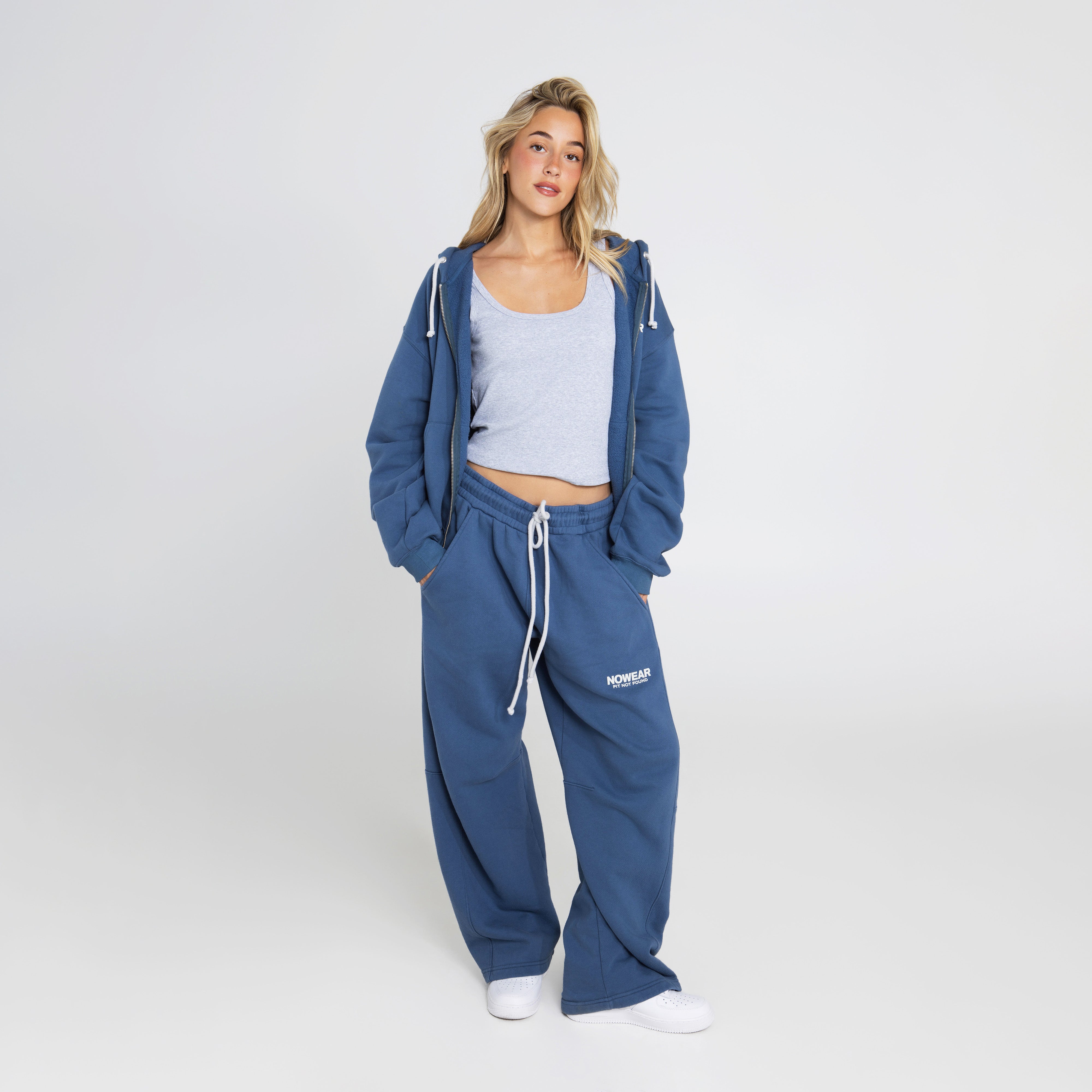 Cropped Zip-up Hoodie - Blue Fusion