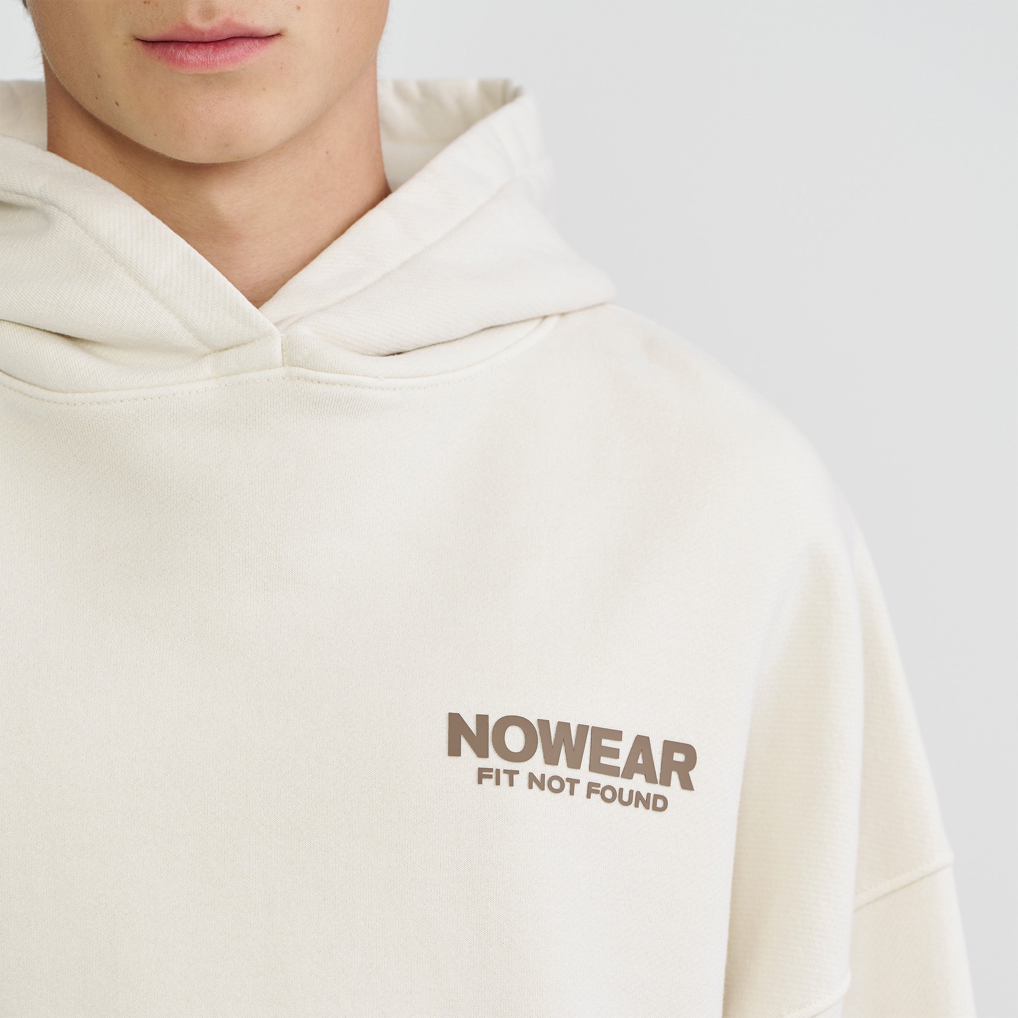 Oversized OG Hoodie - Marshmallow with Brown Logo