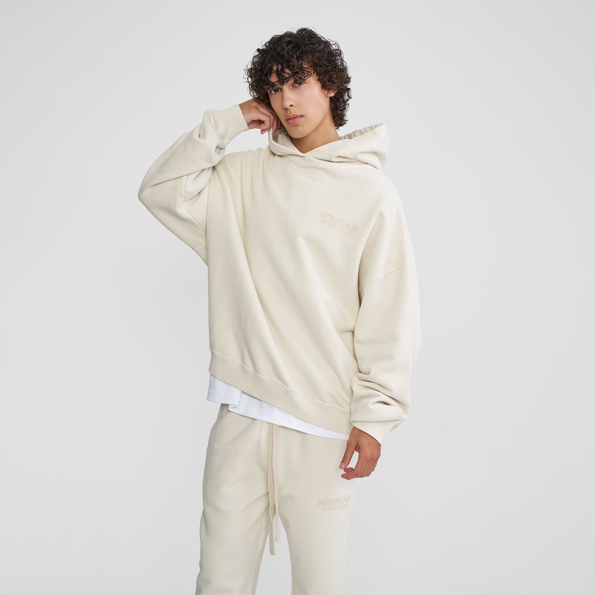 'Fit Not Found' Hoodie - Khaki with Khaki Logo