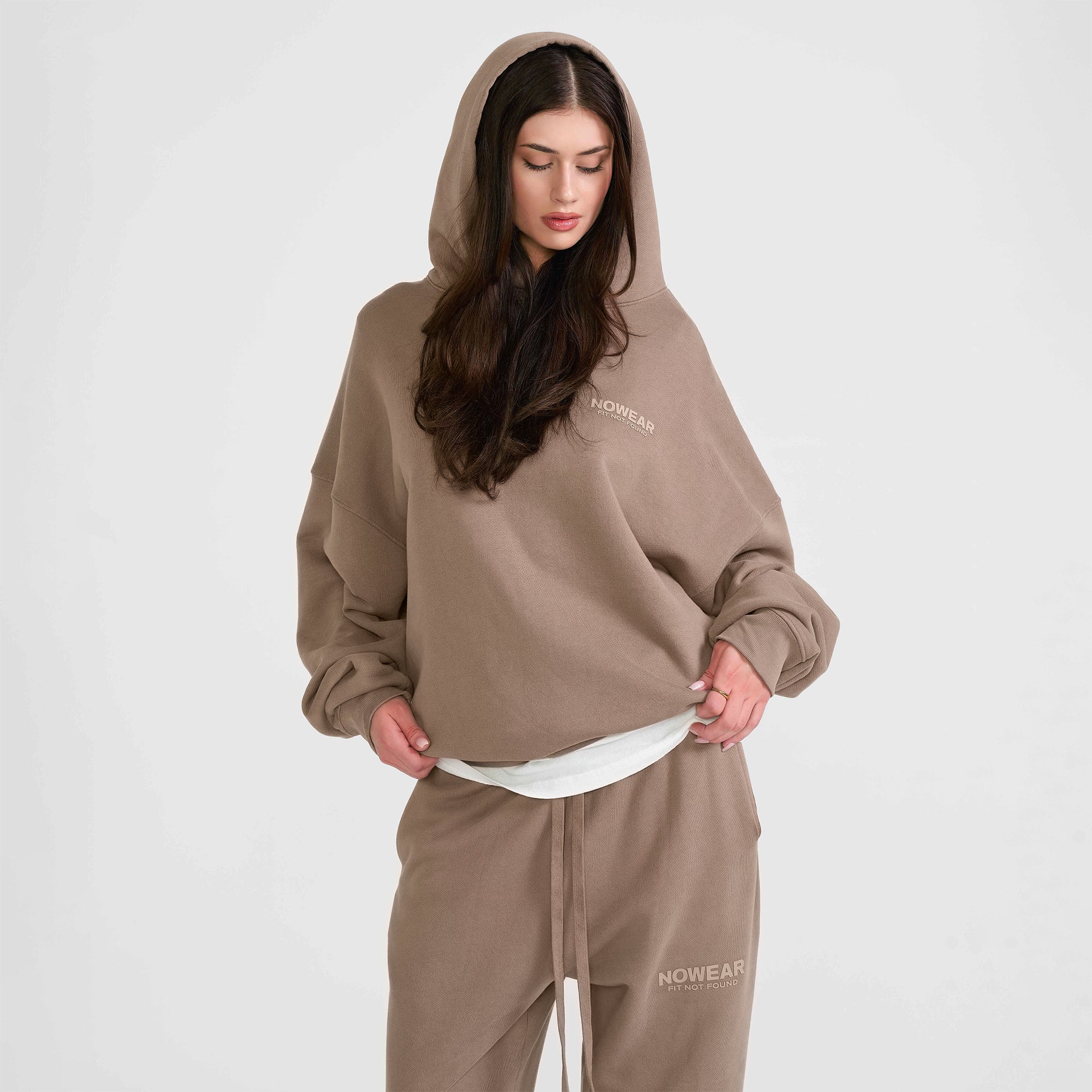 'Fit Not Found' Hoodie - Brown with Matte Cream Logo